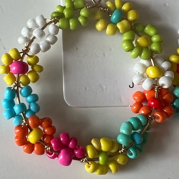 Colorful Floral Hoop Earrings - Picture 6 of 7